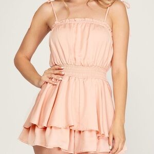 Ruffled Peachy Pink Romper